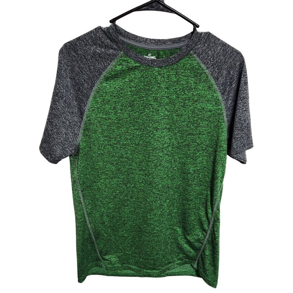 Spalding Dri Power T Shirt Mens Size Small Green Gray Short Sleeve Athletic Top